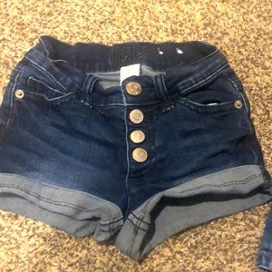 Justice 8 slim button front shorts